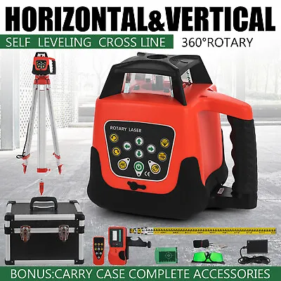 Green Rotary Laser Level 1.65m Tripod 5m Staff W/case Self Rotating Laser Level • £242.16