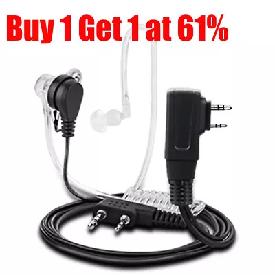 UK Stock SIA Security Earpiece Headset Mic For Kenwood Baofeng Radio 2 Pin Black • £3.90