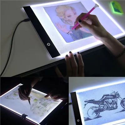 A4 LED Drawing Copy Board Tracing Light Pad Stencil Slim Drawing Art Craft Table • £11.59