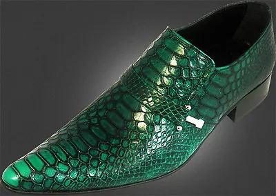 Original Chelsy - Italian Handmade Designer Shoes Real Leather Crocodile Green • $288.43