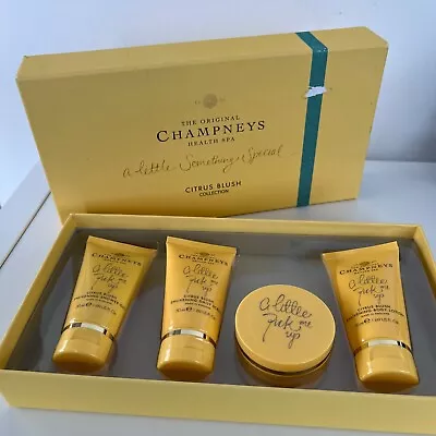 CHAMPNEYS CITRUS BLUSH BODY BUTTER LOTION SHOWER GEL SCRUB Gift Set • £21.99