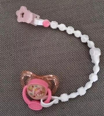 Baby Born Pink Girl Doll Dummy With Chain Clip • £1