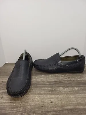 HS Trask Outpost Men's Black Loafer Pebbled Leather Moc Toe Size 8.5 • $24.99