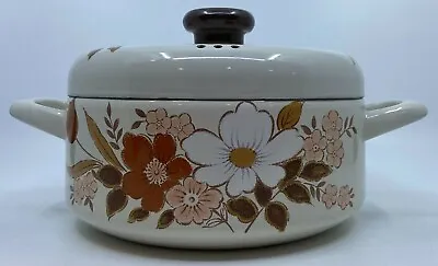 Vintage Kingsbury Dogwood Enamel Cookware 2 Quart Stock Pot Dutch Oven • $44.99