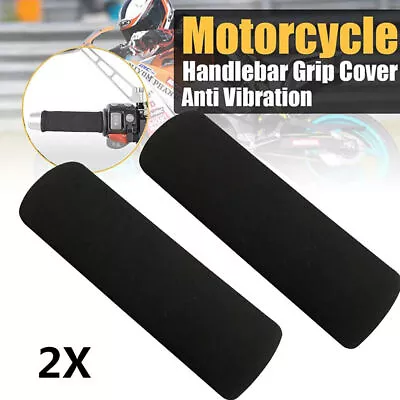 2PCS Black Motorcycle Foam Anti-Vibration Comfort 7/8 Inch Handlebar Grip Cover • $13.90