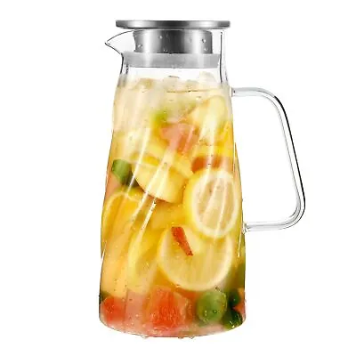 57oz Heat Resistant Glass Water Pitcher/Water Carafe With Infuser Pitcher Lid • $31.30