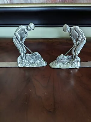 Vintage Seagull Pewter Golfer Book Ends • $15