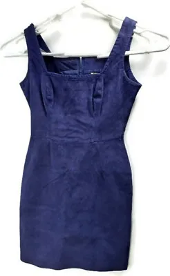 Michael Hoban North Beach Leather Womens Dress Blue Sleeveless Sz 3 4 Suede Feel • $120