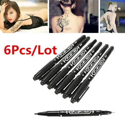 £3.90 • Buy Body Art 6pcs/pack Dual Skin Marker Scribe Piercing Pen Tattoo Supply Tool