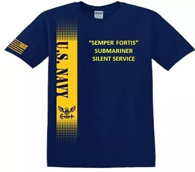 Submariner *silent Service*navy Semper*vinyl & Silk Screen*navy Licensed Shirt • $33.95