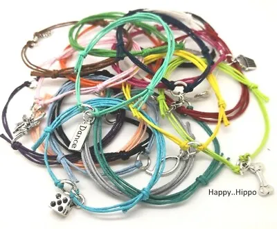 Variety Of Charm Cord Friendship Wish Bracelet Love Dance Dice Fairy Cake Friend • £1.75