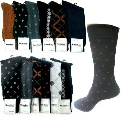 6 Pairs Mens Multi Color Pattern Dress Socks Crew Casual Fashion Size10-13 Value • $12.31