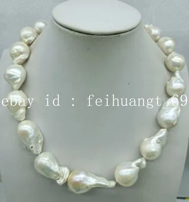 Natural Large 18-30mm South Sea White Baroque Pearl Necklace 18 Inch • $43.96