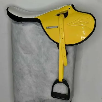 New Synthetic Horse Racing Saddle Exercise Saddle Light Weight With Stirrup • $100.97