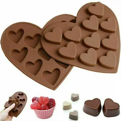 New Love Hearts Silicone Mould Chocolate Fondant Jelly Ice Cube Mold • £2.47
