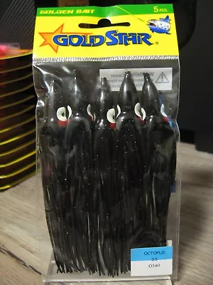 5 Silver Horde Squid (Octopus 3.5) Fish Baits - O34R - Black Color • $12.92