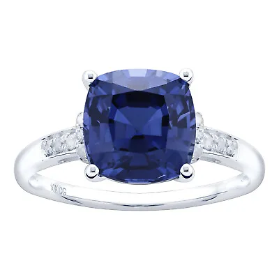 10K White Gold 3.26ct TW Sapphire And Diamond Ring - Blue • $110.25