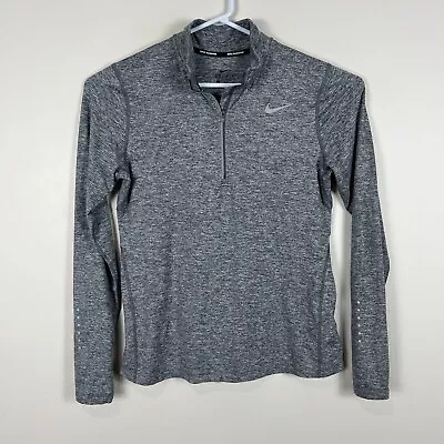 Nike Element Running Grey Half Zip Top Pullover Training Shirt Womens Medium M • £15.46