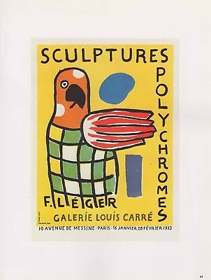 1989 VINTAGE  FERNAND LEGER SCULPTURES  MOURLOT MINI POSTER COLOR Art Lithograph • $2