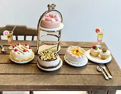 Lot 8 Pcs 1:12 Dollhouse Miniatures Food Set Handmade Clay Cake Ceramic Plates • $14.99