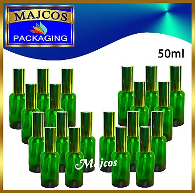20 Pieces 50ml  Empty Green Glass Bottles With Green Atomiser / Fine Mist Spray • £24.99