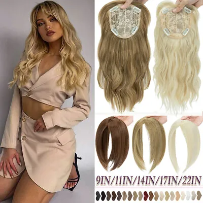 US CLEARANCE Natural As Human Real Hair Clip In Topper Extensions Pad Full Head • $15
