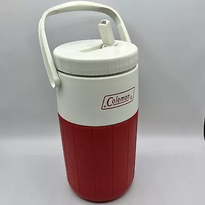 Vintage Coleman 1/2 Gallon Water Jug Cooler Thermos Red 5590 Camping Job Site • $8.95