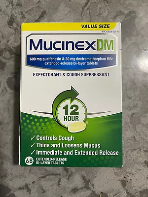 Mucinex DM - Expectorant & Cough Suppressant - 68 Tablets - Ex. 11/2024 • $11.99