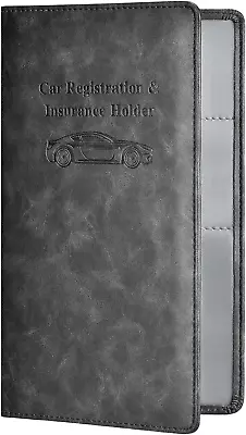 Car Registration And Insurance Card Holder - Leather Vehicle Glove Box Automobil • $14.95