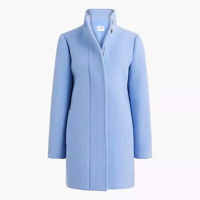 New JCREW $298 Size 8 Button-Neck City Coat In Peri Blue • $89.95