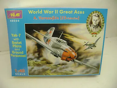 Icm 1:48 Yak-7 Fighter Plane W/soviet Pilots & Ground Personnel Model Kit #48035 • $14.99