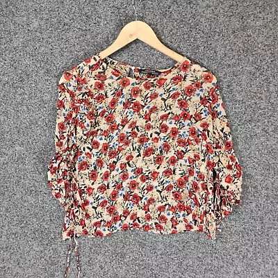 Zara Womens Blouse Top Size M Medium Floral Stretch • $19.95