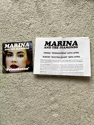 Marina & And The Diamonds Primadonna CD Single RARE 1 Track PROMO Electra Heart • $12.43