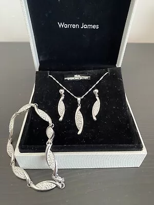 Warren James Sterling Silver 925 & Crystal Pendant Earrings & Bracelet • £39.95