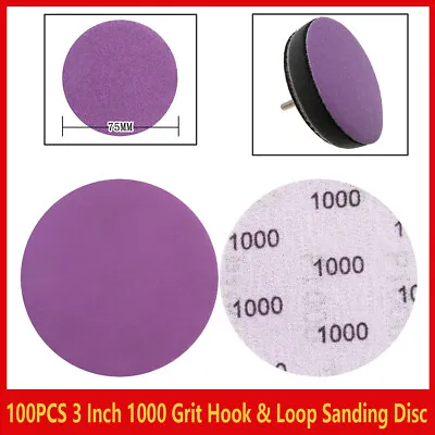 100Pcs 3 Inch Sanding Discs 1000 Grit Hook And Loop Sandpaper Wet Dry Sand Paper • $13.90
