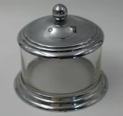 Art Deco Chrome / Glass Cover Jar Medical / Bathroom Container • $99.95