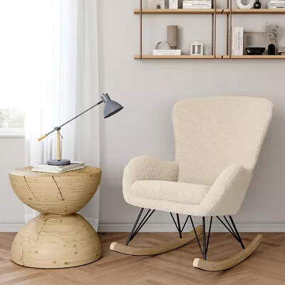 £135.95 • Buy Nursery Rocking Chair Teddy Fabric Upholstered Glider Rocker Comfy Accent Chair