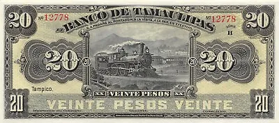 Mexico / Tamaulipas  20  Pesos  ND. 1902  Series  H  Uncirculated Banknote MMX • $295