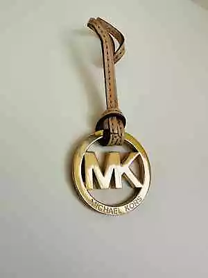 MK Michael Kors 2  Round Key Charm Fob Hang Tag Beige Leather Loop • $15