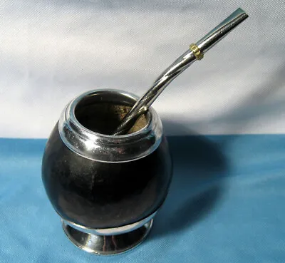 $14.93 • Buy Mate Cup Gourd Yerba Kit Filter Bombilla Straw Handmade Silver Argentina Drink