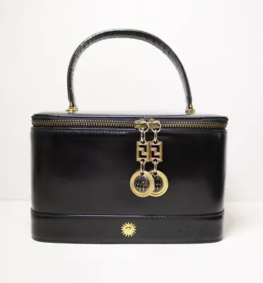 Gianni Versace Vanity Bag Cosmetic Pouch Handbag Women's Patent Leather Black • $299