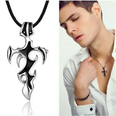 Stainless Steel Mens Flame Necklace Pendant Chain Punk Gothic Hiphop Jewelry US • $6.63