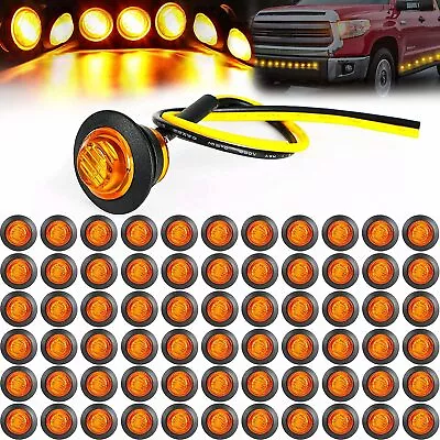 3/4  12V Marker Lights LED Truck Trailer Round Side Bullet Light Amber Red Lamps • $11.95