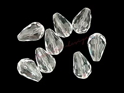 £2.95 • Buy 20 Pcs Crystal Glass Faceted Teardrop Beads 11mm X 8mm Jewellery Drop UK