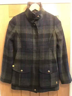 £65 • Buy Joules Navy Green Check Tweed Jacket Field Coat - Uk 8