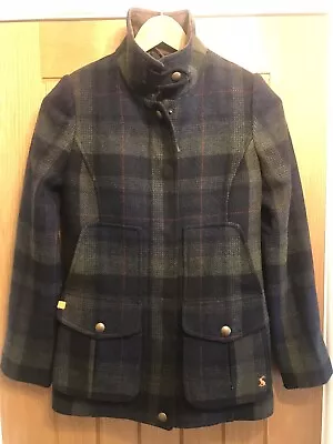 £65 • Buy Joules Navy Green Check Tweed Jacket Field Coat - Uk 8