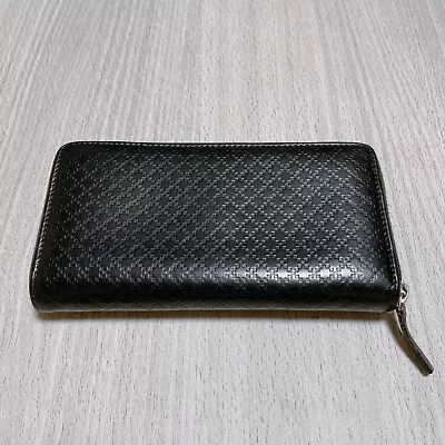 Auth GUCCI Diamante Long Wallet Purse Round Zipper 307990 Black Leather #5413P • $113.61