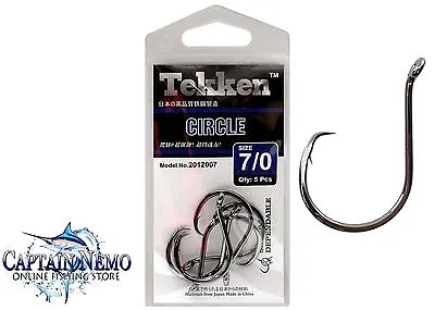 Tekken Circle Fishing Hooks Size: 7/0 Qty: 5pcs Chemically Sharpened 201200770 • $7.95