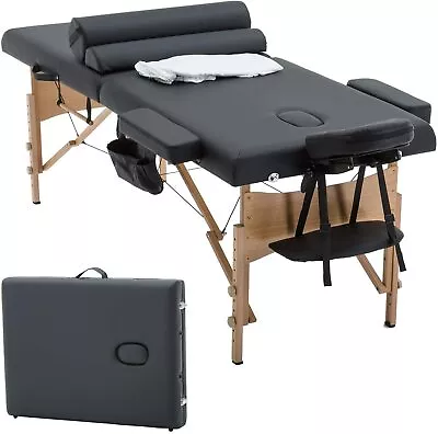 84  Massage Table Massage Bed Spa Bed Adjustable 2 Folding Portable Black • $104.99