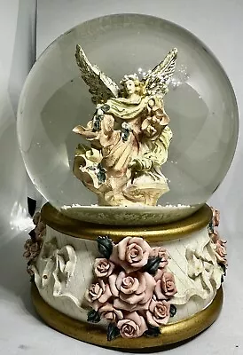 Beautiful Angel Snow Globe Music Box (Carved Roses/Gold Colored Base) • $17.99